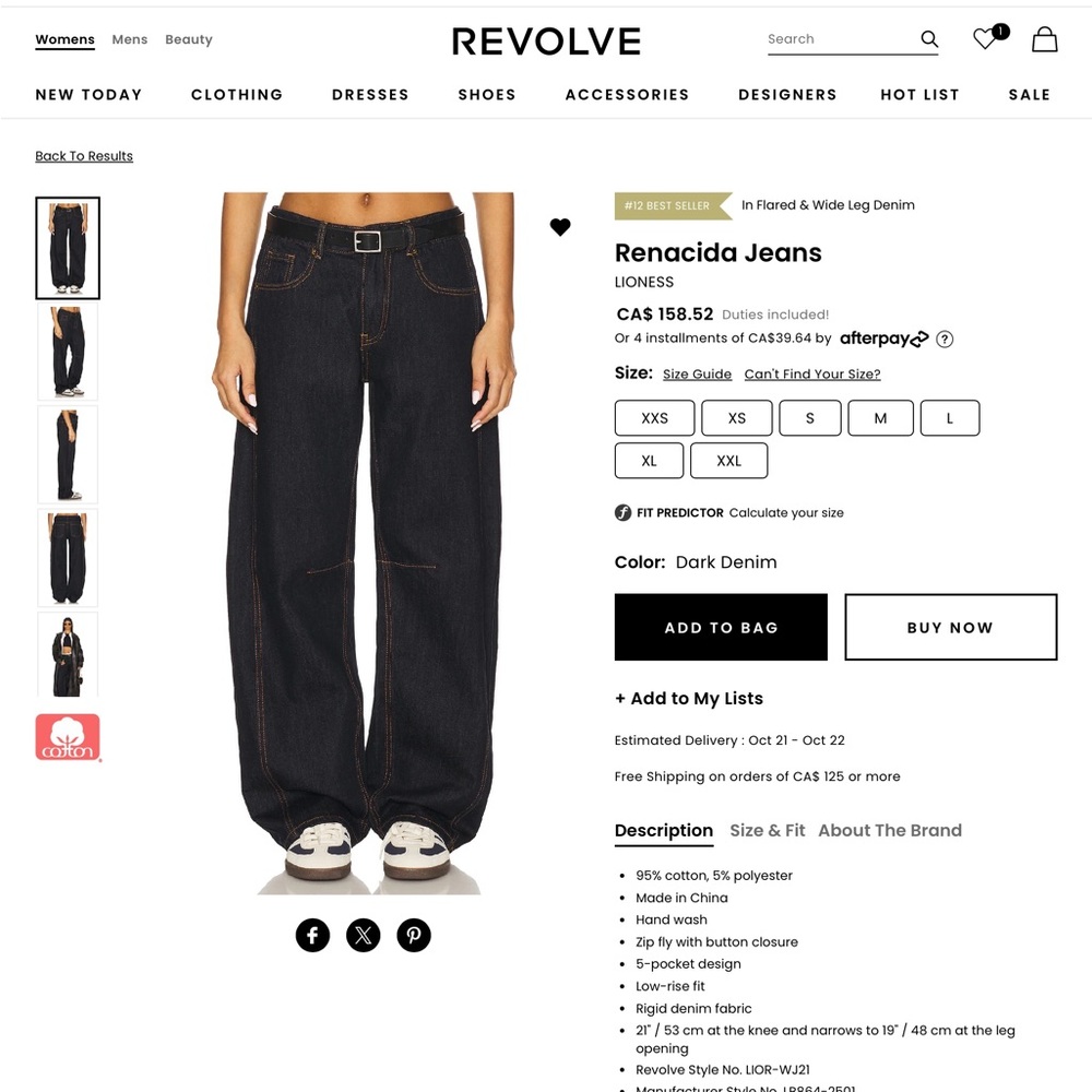 Lioness Dark Denim Wide Leg Jeans